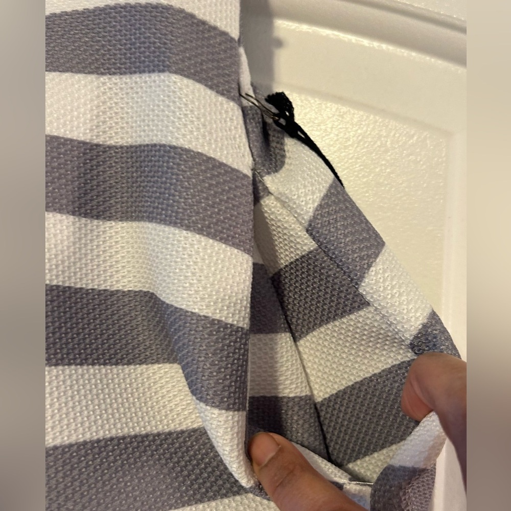 Haute Monde Gray and White Striped A-Line Skirt - Picture 3 of 8